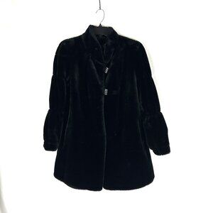 Vintage Union Made Faux Fur Coat Black 12 Toggle Buttons 60s 70s